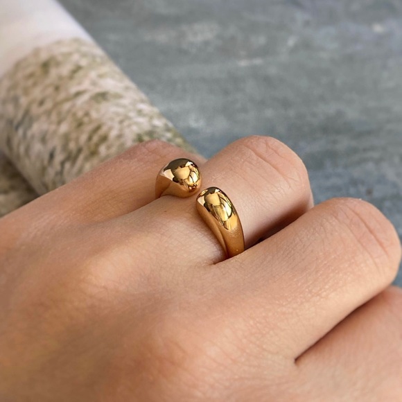 Adjustable Gold Ring 18k Gold Plated Geometric Ring - Picture 4 of 12